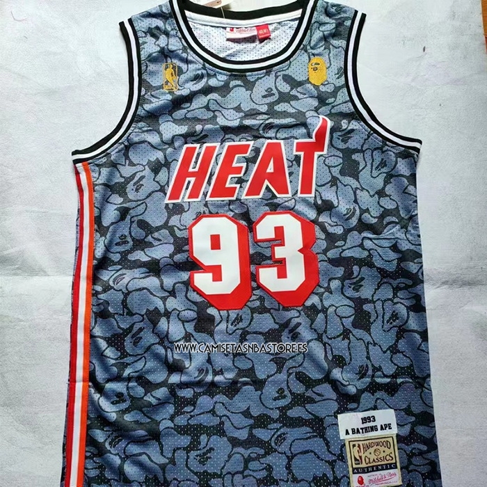 NO 93 Camiseta Miami Heat Hardwood Classic Bape Negro